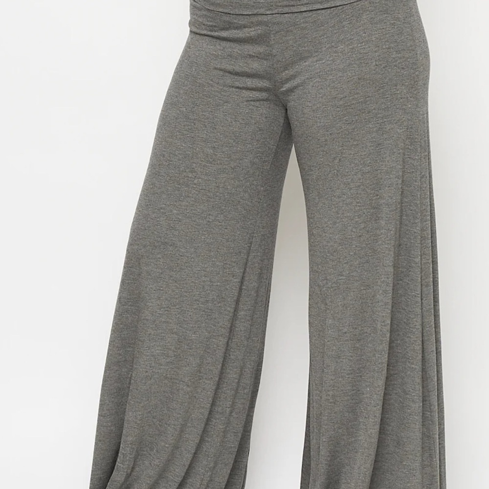 Plus Size Solid Bell Bottom Palazzo Pants (Wine Red)